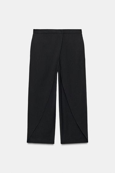 Zara ZW COLLECTION FRONT PLEAT PANTS - Black