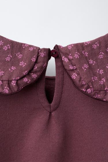FLORAL JOGGING SWEATSHIRT AND LEGGINGS SET - Aubergine by Zara - Image 2