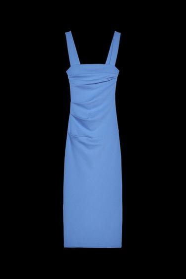 Zara RUCHED MIDI DRESS - Mid-blue - Image 0