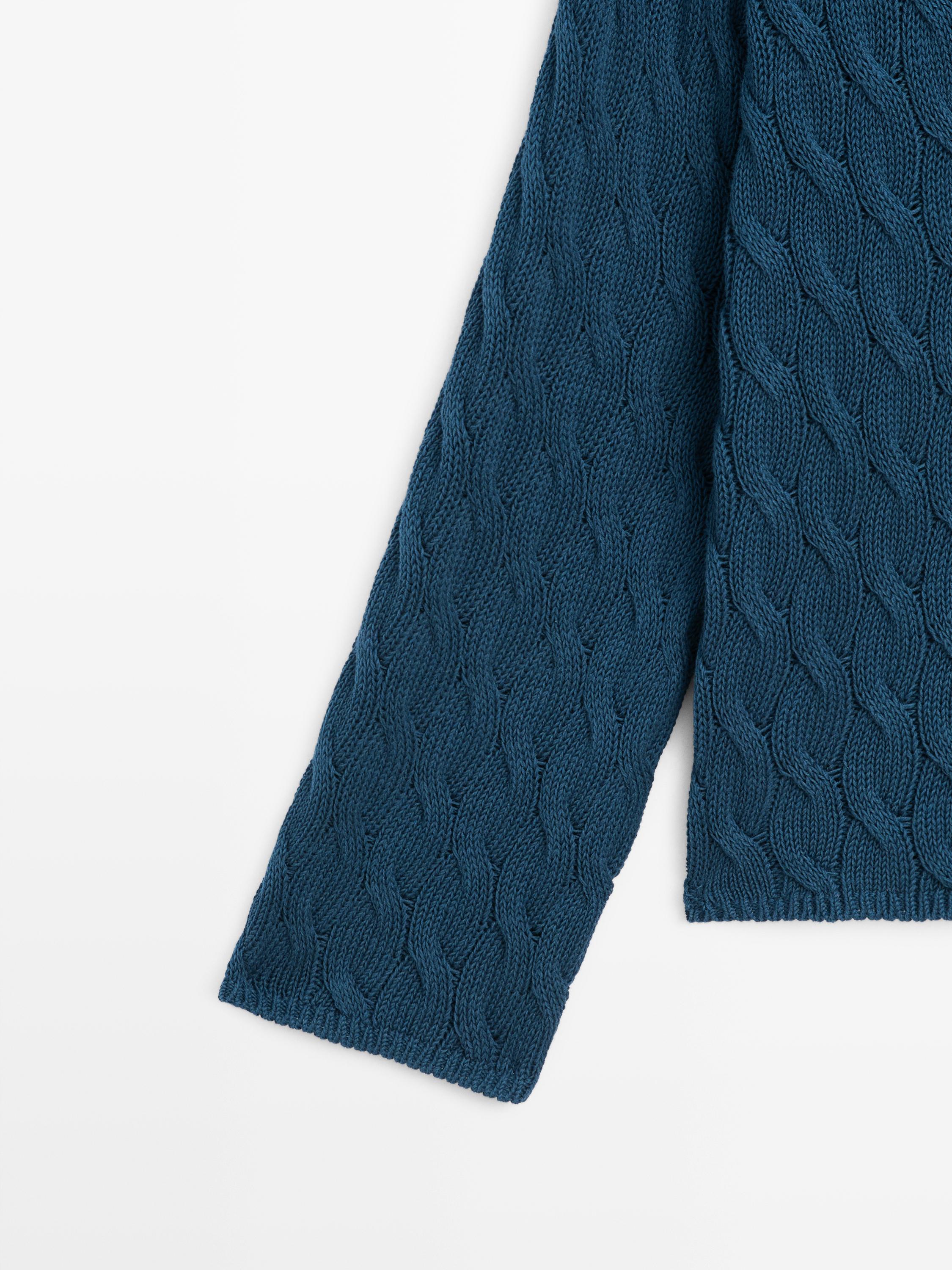 Cotton blend knit sweater with knot details