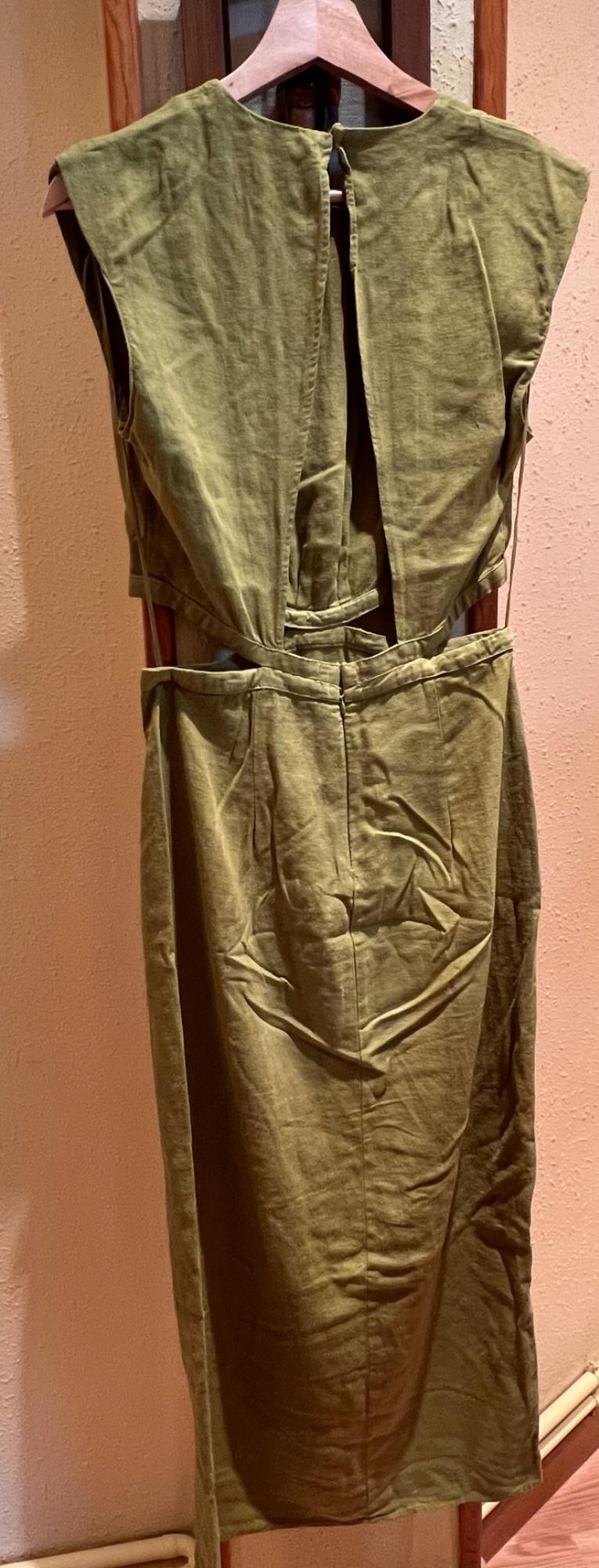 LINEN BLEND MIDI DRESS WITH CUT-OUT DETAIL - Image 2