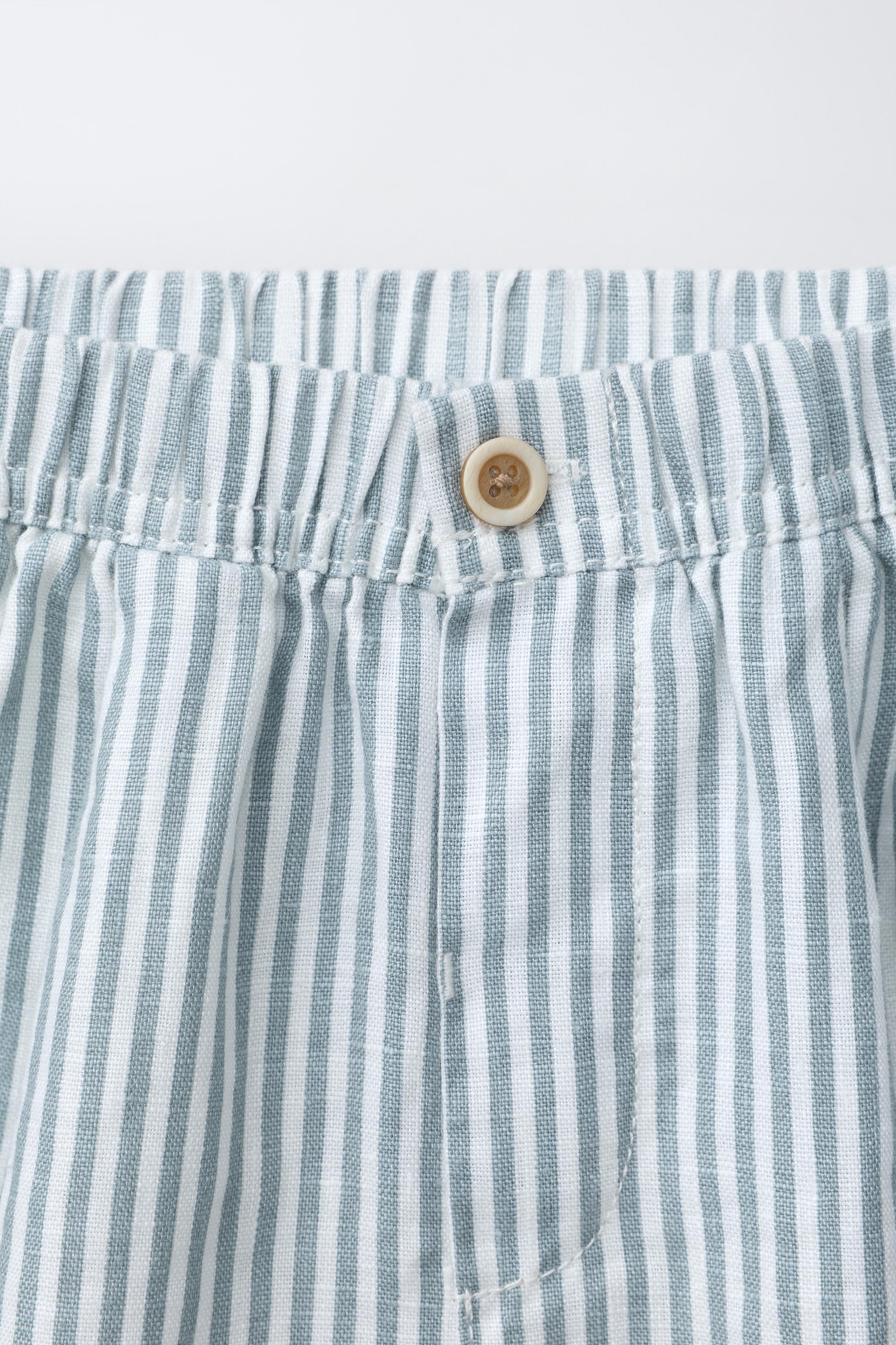 STRIPED 100% LINEN PANTS
