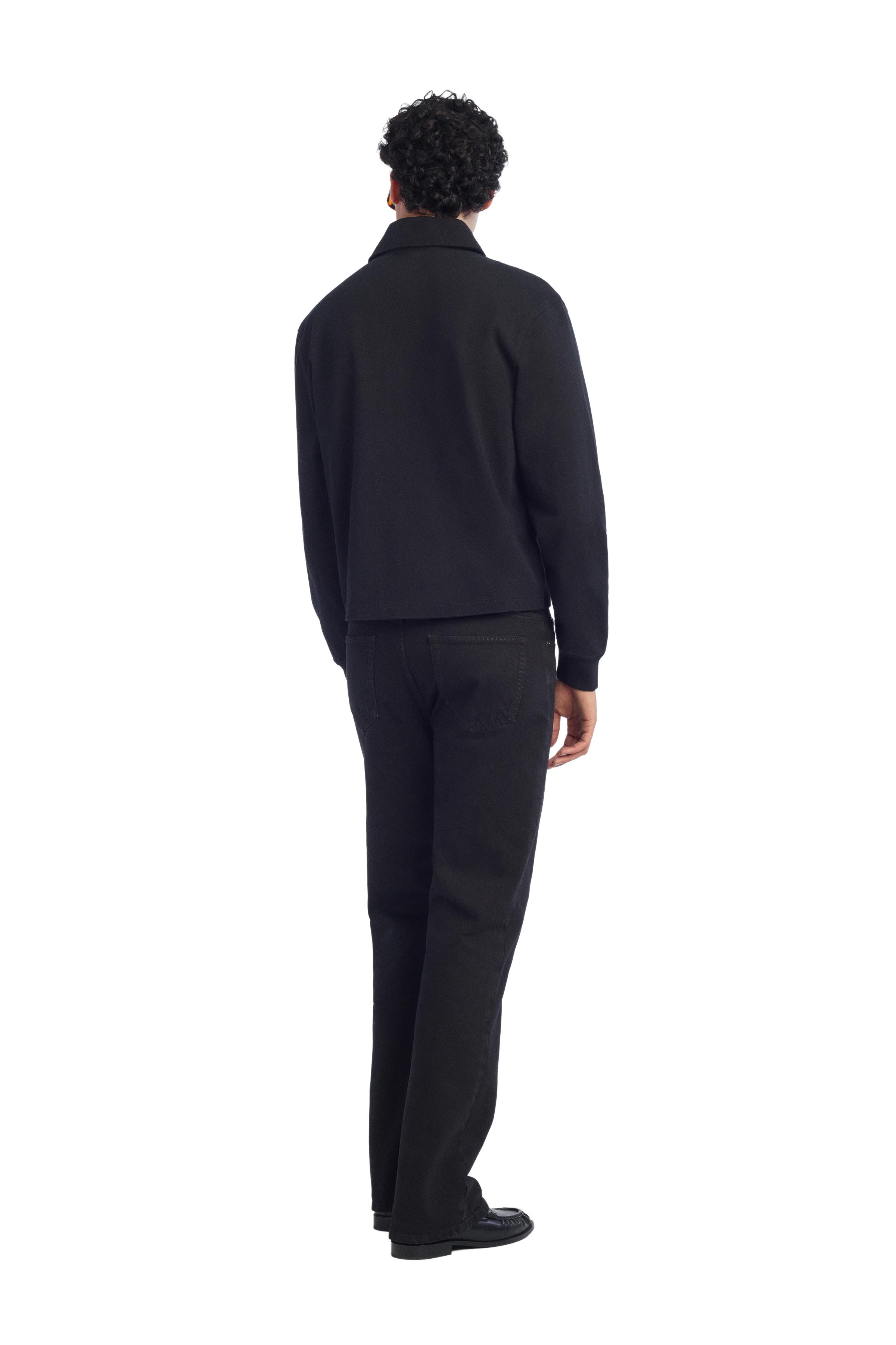 CROPPED FIT COTTON POLO SHIRT — Black