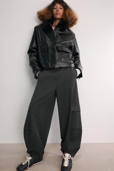CHAQUETA EFECTO PIEL ZW COLLECTION - Negro de Zara - Imagen 0