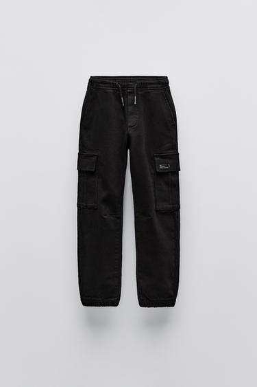 Zara SOFT CARGO PANTS - Black