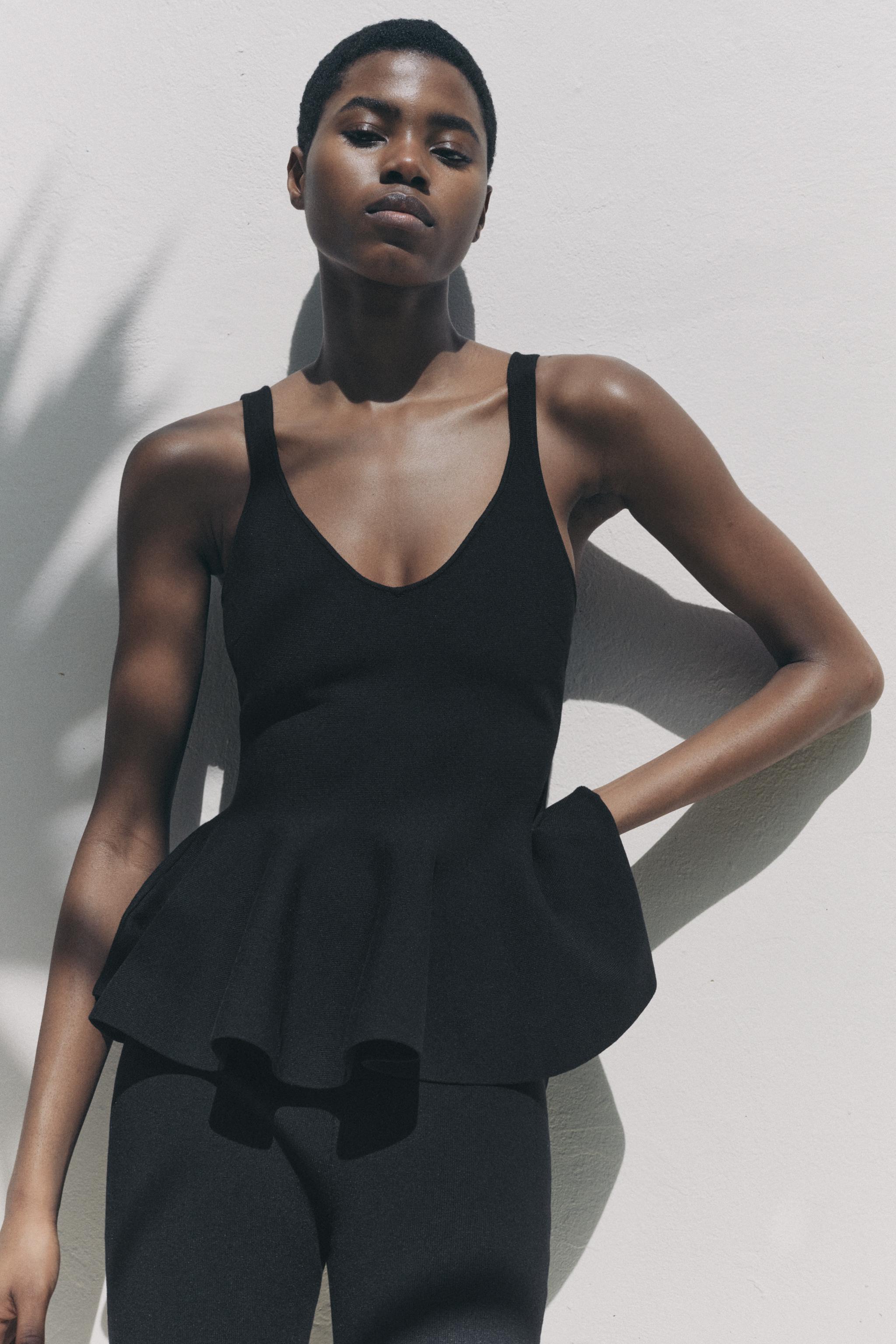 RUFFLED KNIT TOP - Black | ZARA United States