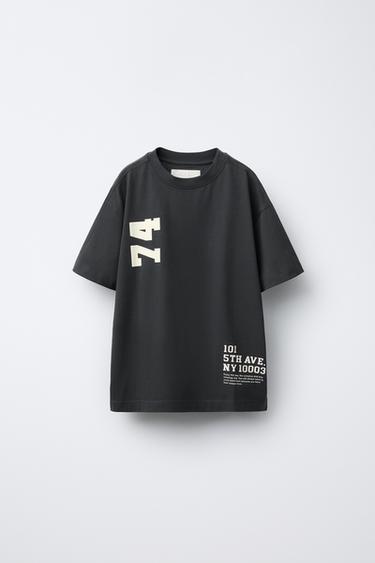 NUMBER PRINT JOGGING T-SHIRT - Anthracite grey by Zara - Image 0