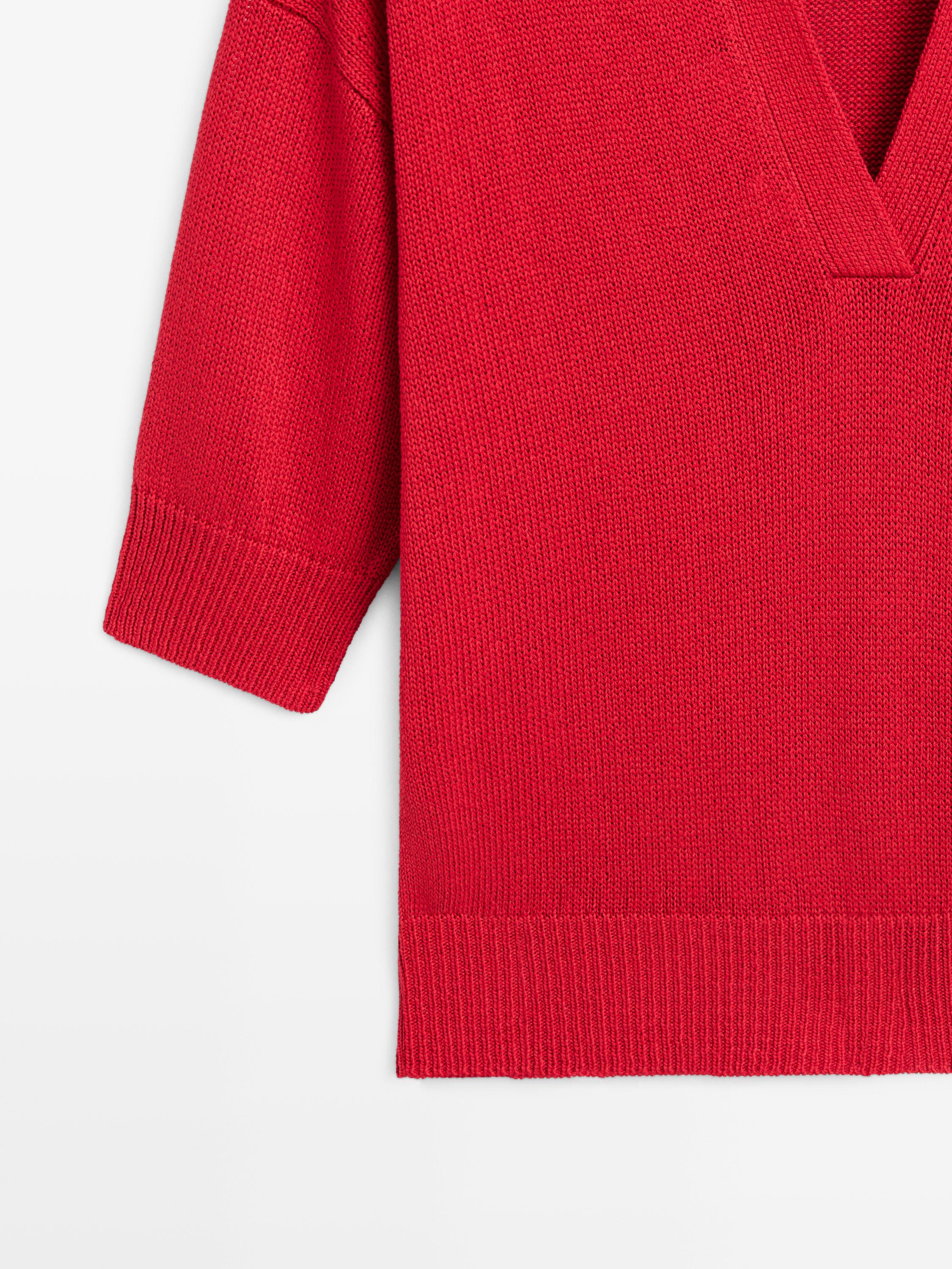 Flowing knit polo sweater