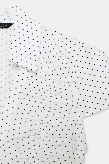 POPLIN TOP WITH GATHERING - Black / White by Zara - Image 7