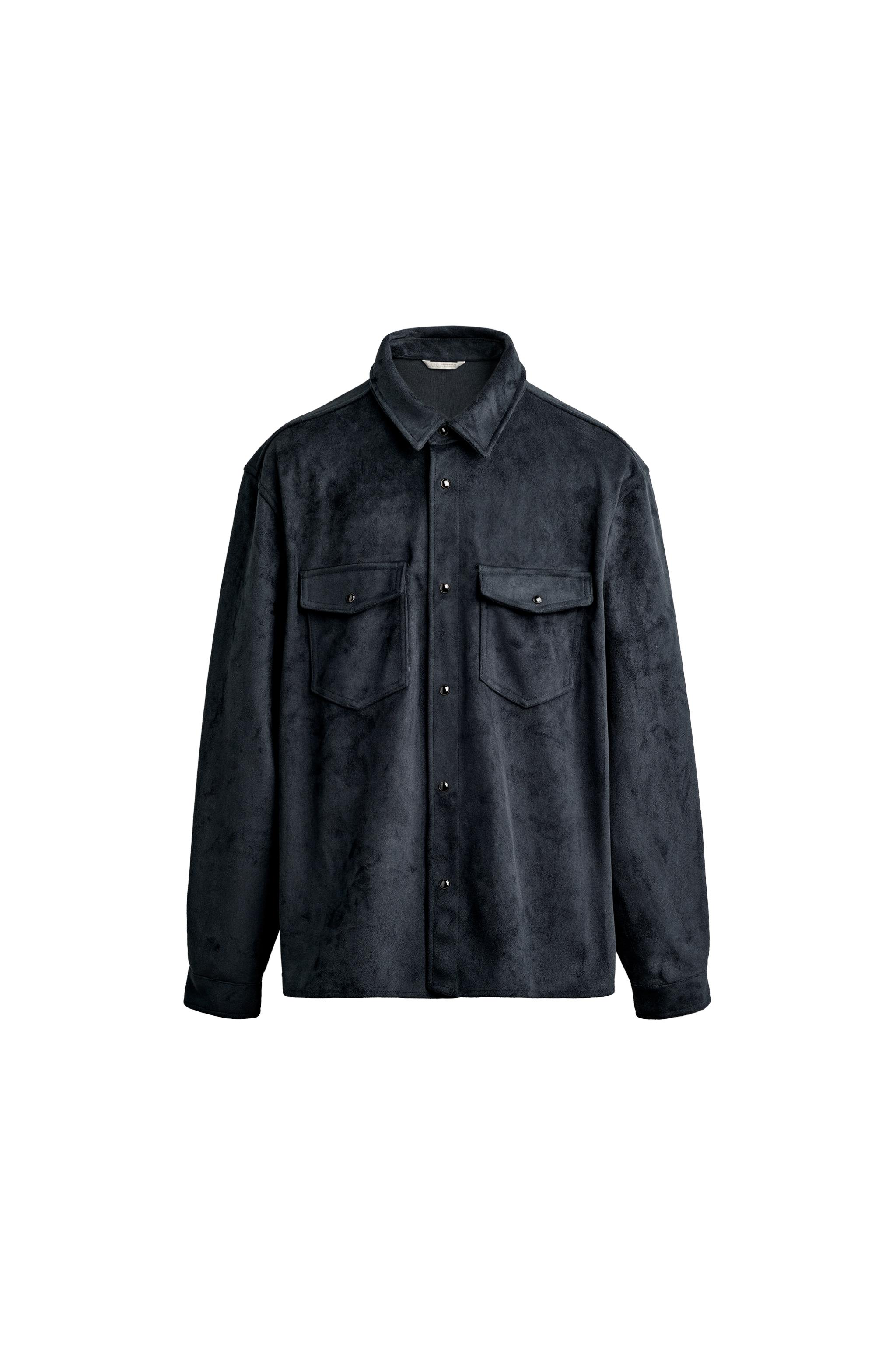 フェイクスエード シャツジャケット - ネイビーブルー | ZARA Japan / 日本