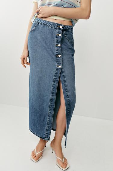 JUPE Z1975 CROISÉE DENIM - Bleu moyen de Zara