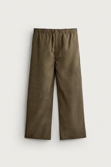 RELAXED FIT FLOWING TROUSERS - Brown by Zara