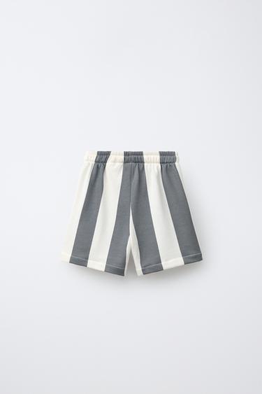 STRIPED BERMUDA SHORTS - Grey / Natural by Zara - Image 1