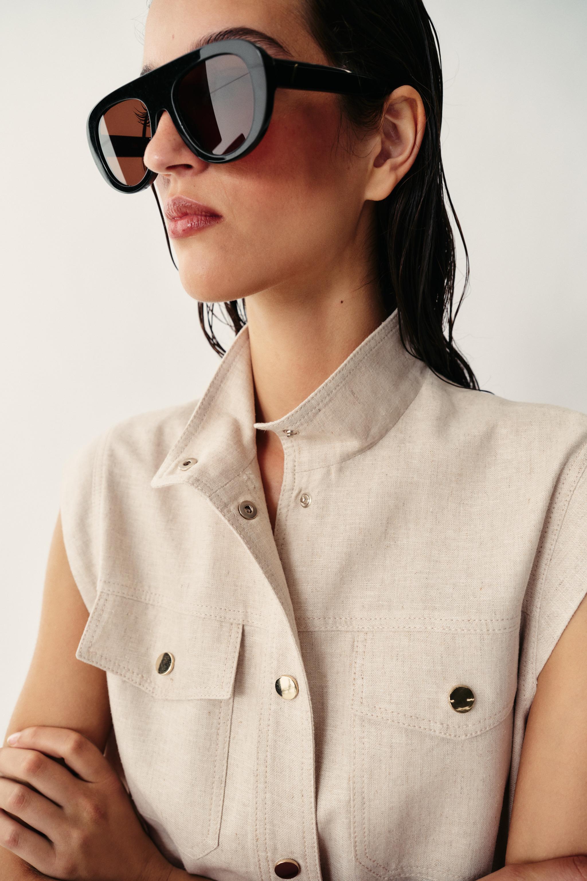 Женские жилеты Zara LINEN BLEND POCKET VEST — фото 4