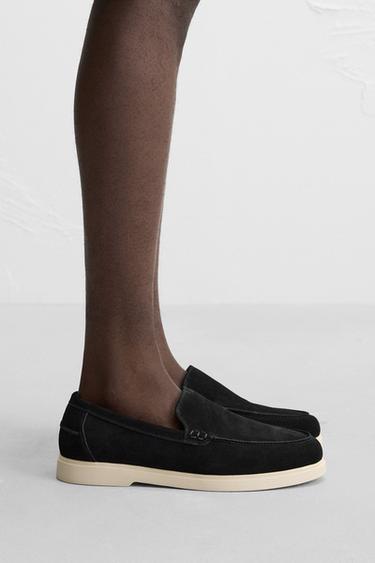 Zara CASUAL LEATHER LOAFERS - Black - Image 0