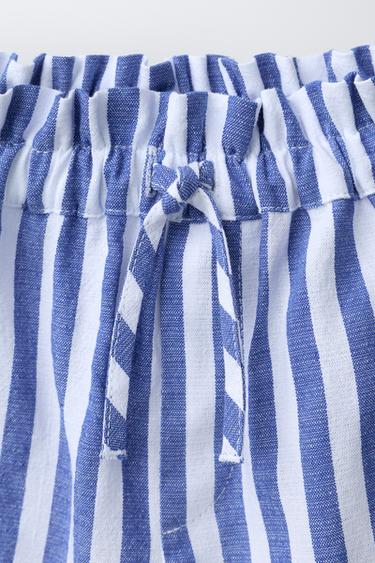 STRIPED BERMUDA SHORTS WITH CONTRAST PIPING - Blue by Zara - Image 2