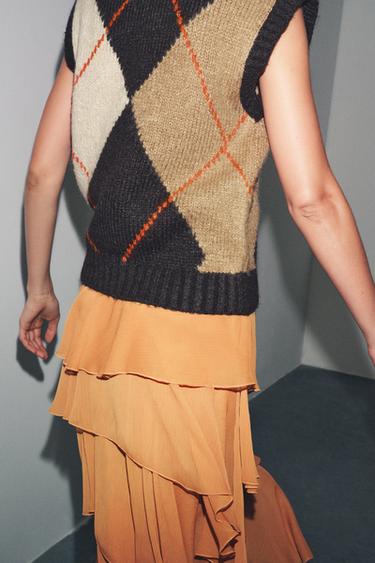 ARGYLE KNIT WAISTCOAT TOP - Multicoloured by Zara - Image 2