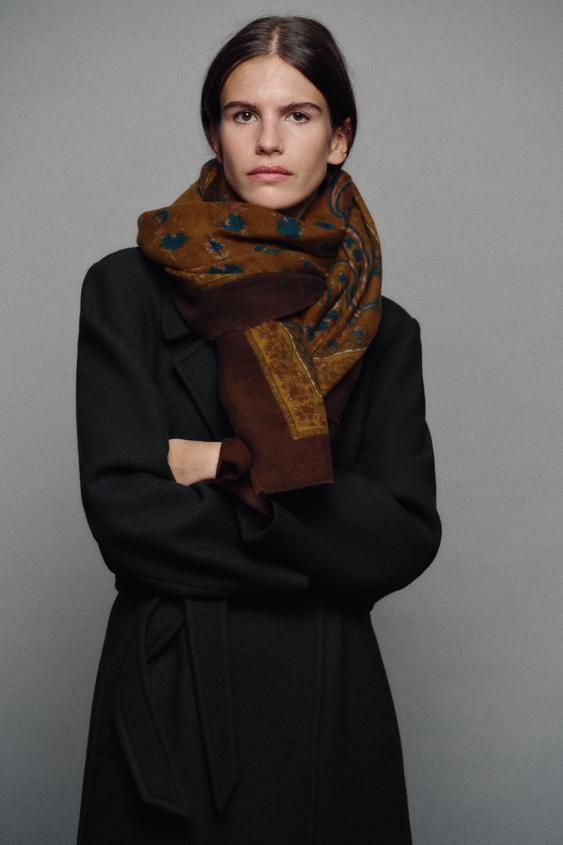 FOULARD IMPRIMÉ CACHEMIRE - Marron de Zara - Image 1