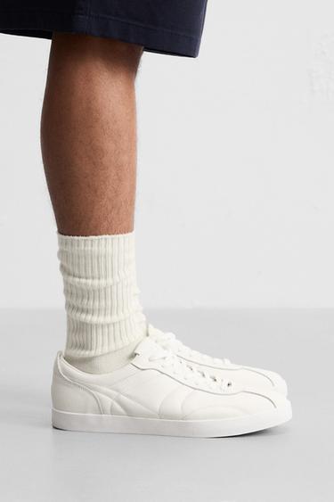 BASKETS MATELASSÉES EN CUIR - Blanc de Zara - Image 0