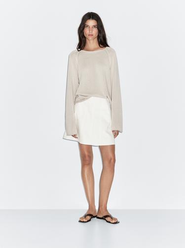 Zara Short denim skirt with seam details - Oyster-white