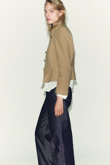 VESTE EFFET DAIM ÉPAULES BOUFFANTES - Marron clair de Zara - Image 2