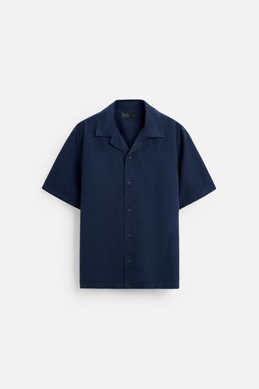 CAMISA LYOCELL - ALGODÓN - Azul de Zara - Imagen 0
