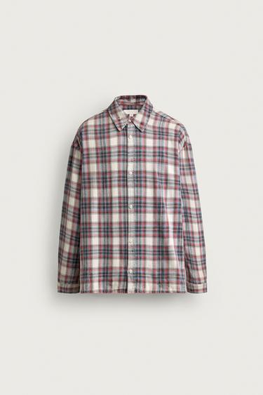 RELAXED FIT CHECK SHIRT - Grey marl by Zara