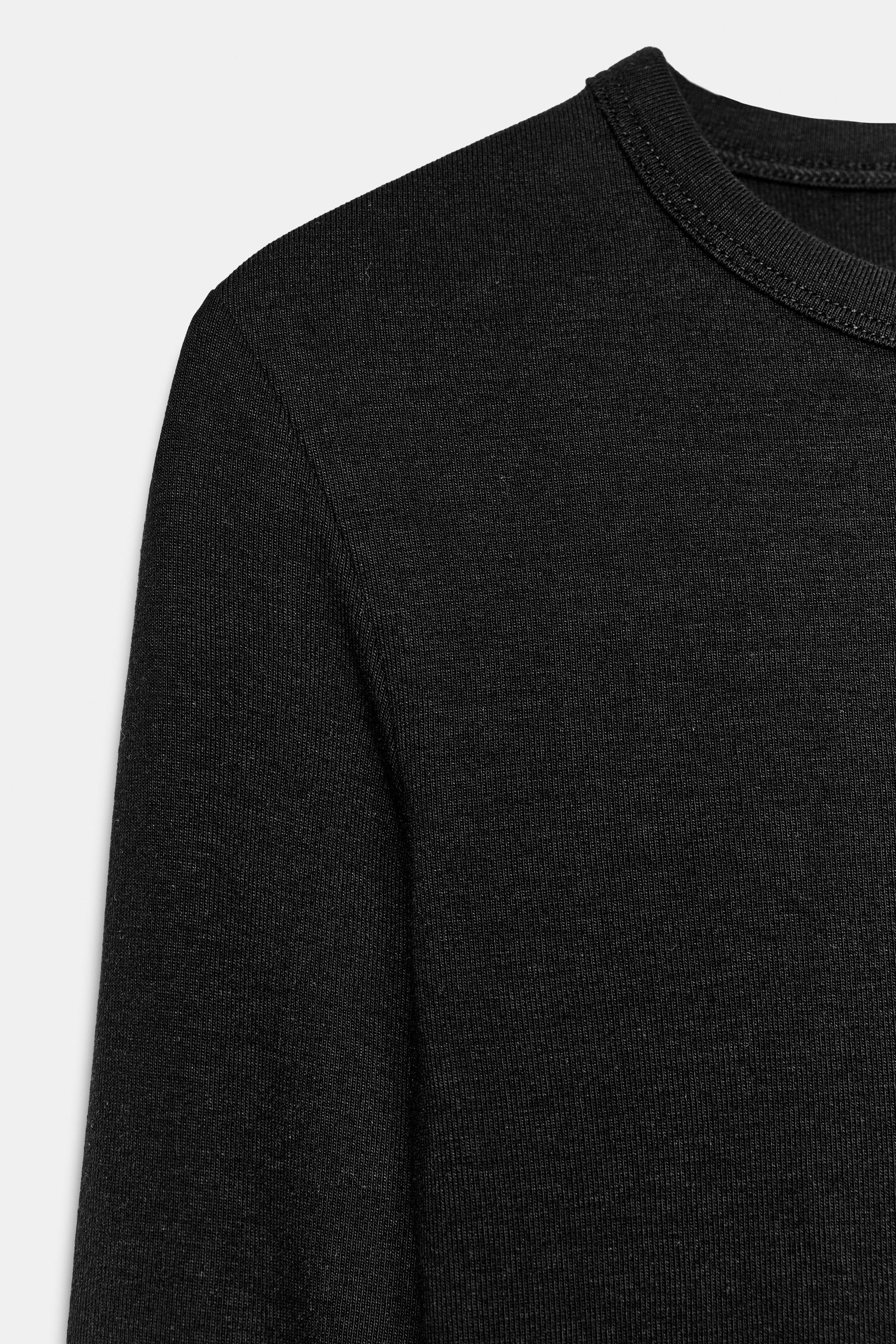 Zara UZUN KOLLU PAMUKLU T-SHIRT görsel 7