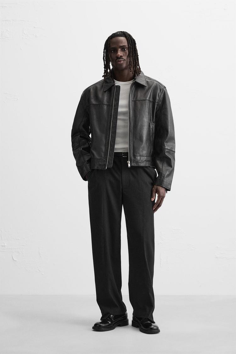 Pelle Uomo Zara Giacca Di Pelle Bordeaux Zara Giubbotto Biker