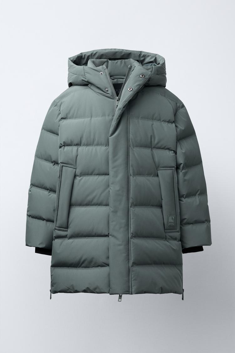 LONG WATER-REPELLENT DOWN PUFFER JACKET Blue Steel ZARA India