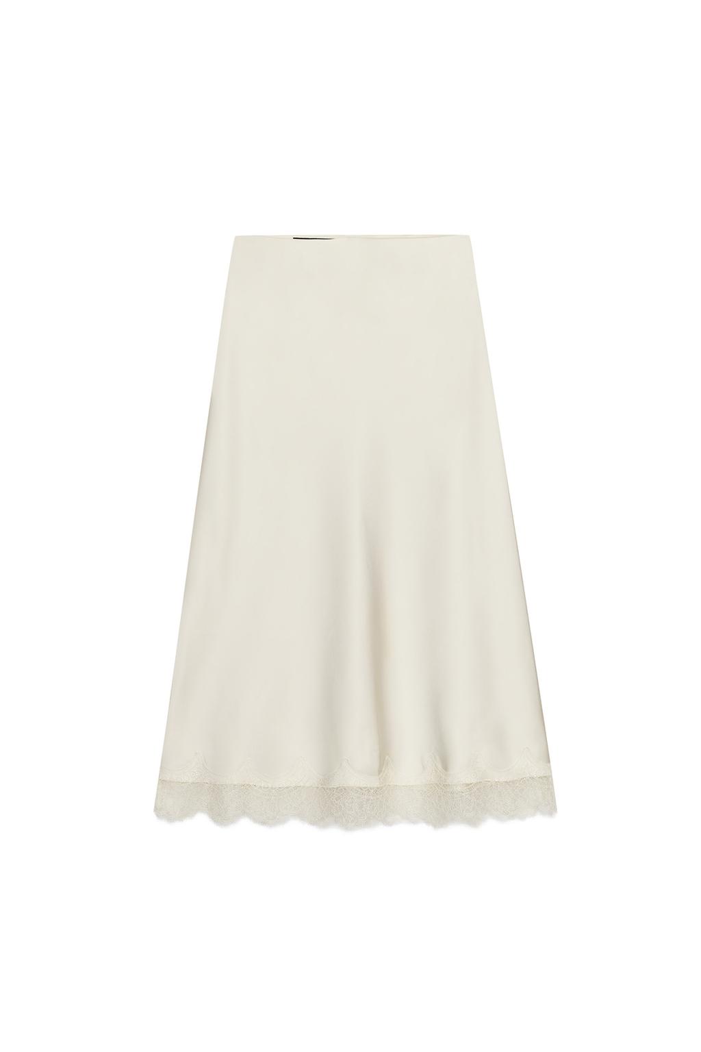 SATIN EFFECT LACE MIDI SKIRT - image 3