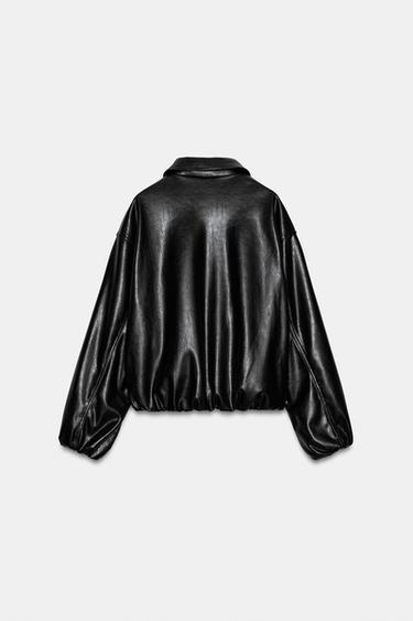 LEATHER EFFECT BOMBER JACKET - Black by Zara - Image 5