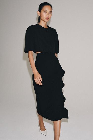 ZW COLLECTION FRILL MIDI SKIRT - Black by Zara