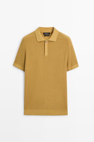 100% cotton short sleeve polo shirt — Mustard 1