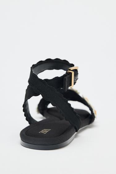 FLORAL CROCHET SANDALS - Black by Zara - Image 5