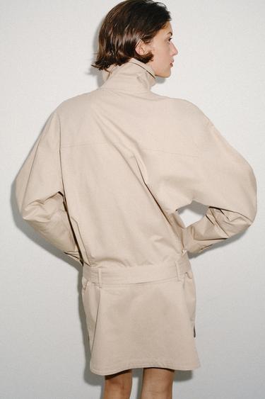 ROBE COURTE À CEINTURE - Sable de Zara - Image 4