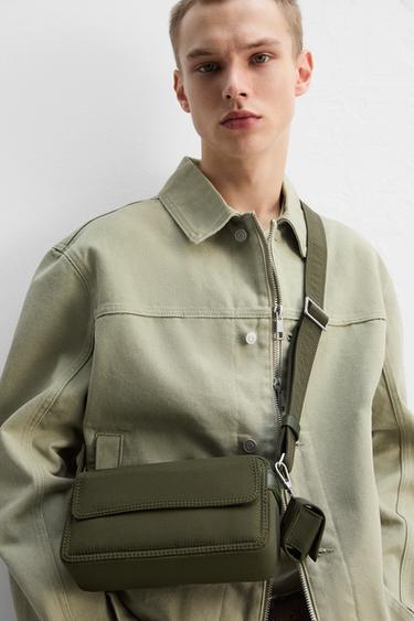 NYLON CROSSBODY BAG - Khaki Green by Zara - Image 0
