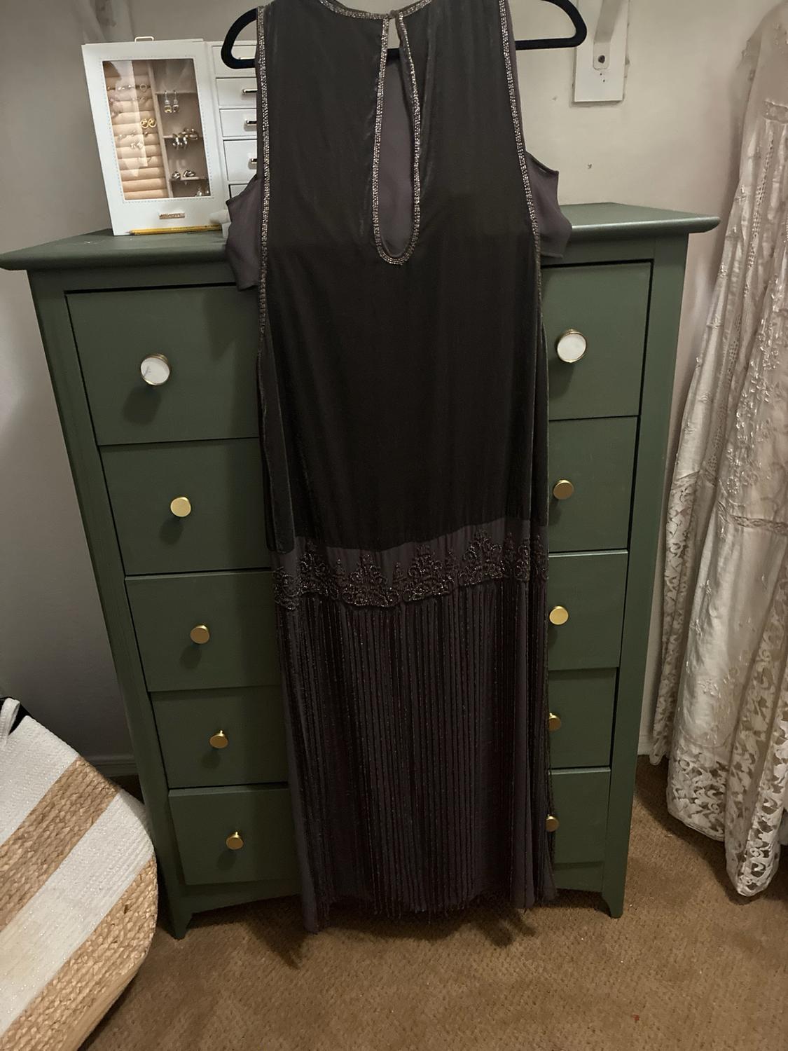 COMBINATION VELVET BEADED FRINGE DRESS - Image 5