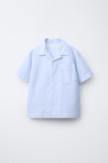 CHEMISE RAYURES SEERSUCKER - Bleu ciel de Zara - Image 0