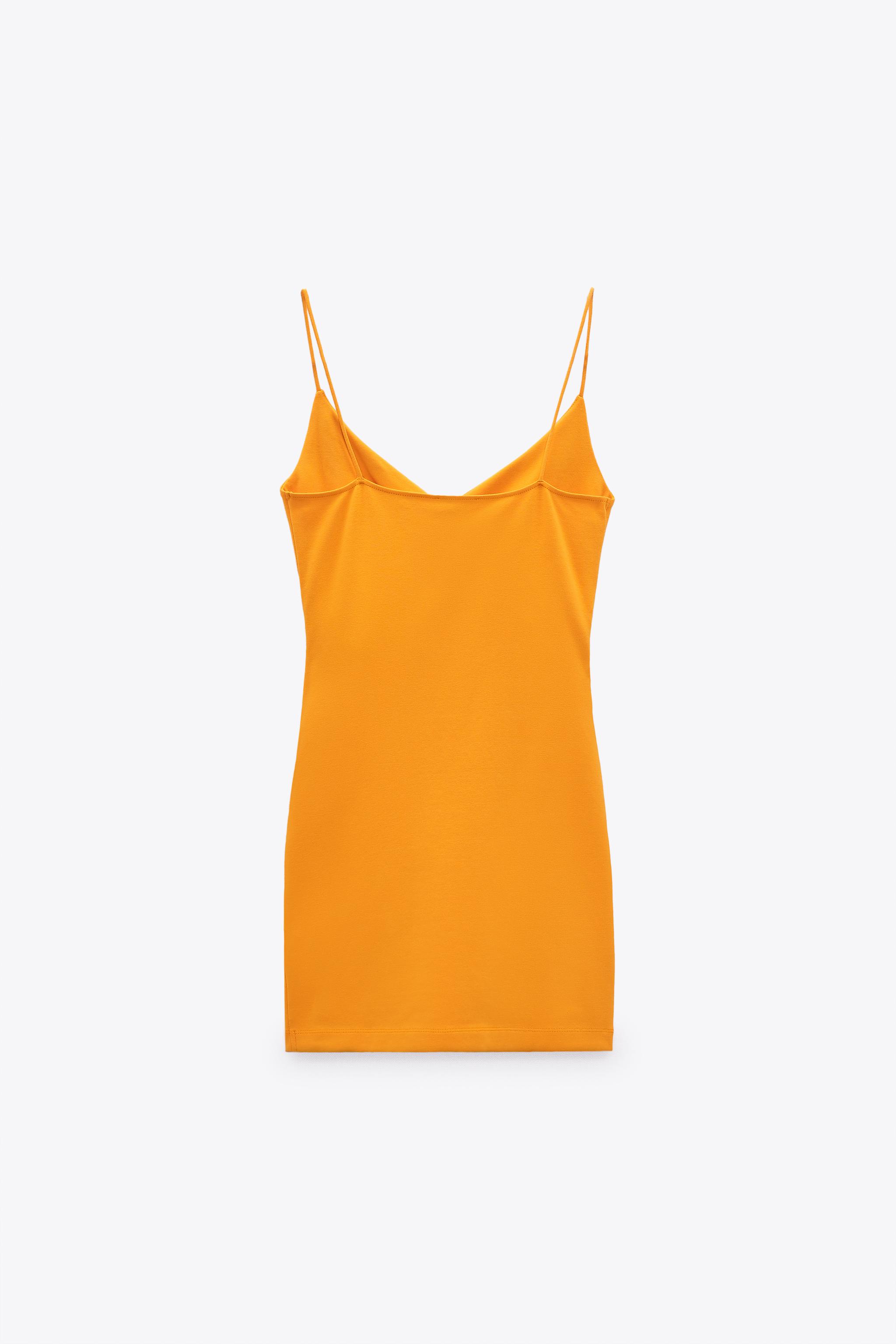 NEW! Zara Orange Strappy discount Surplice Spaghetti Strap Mini Dress