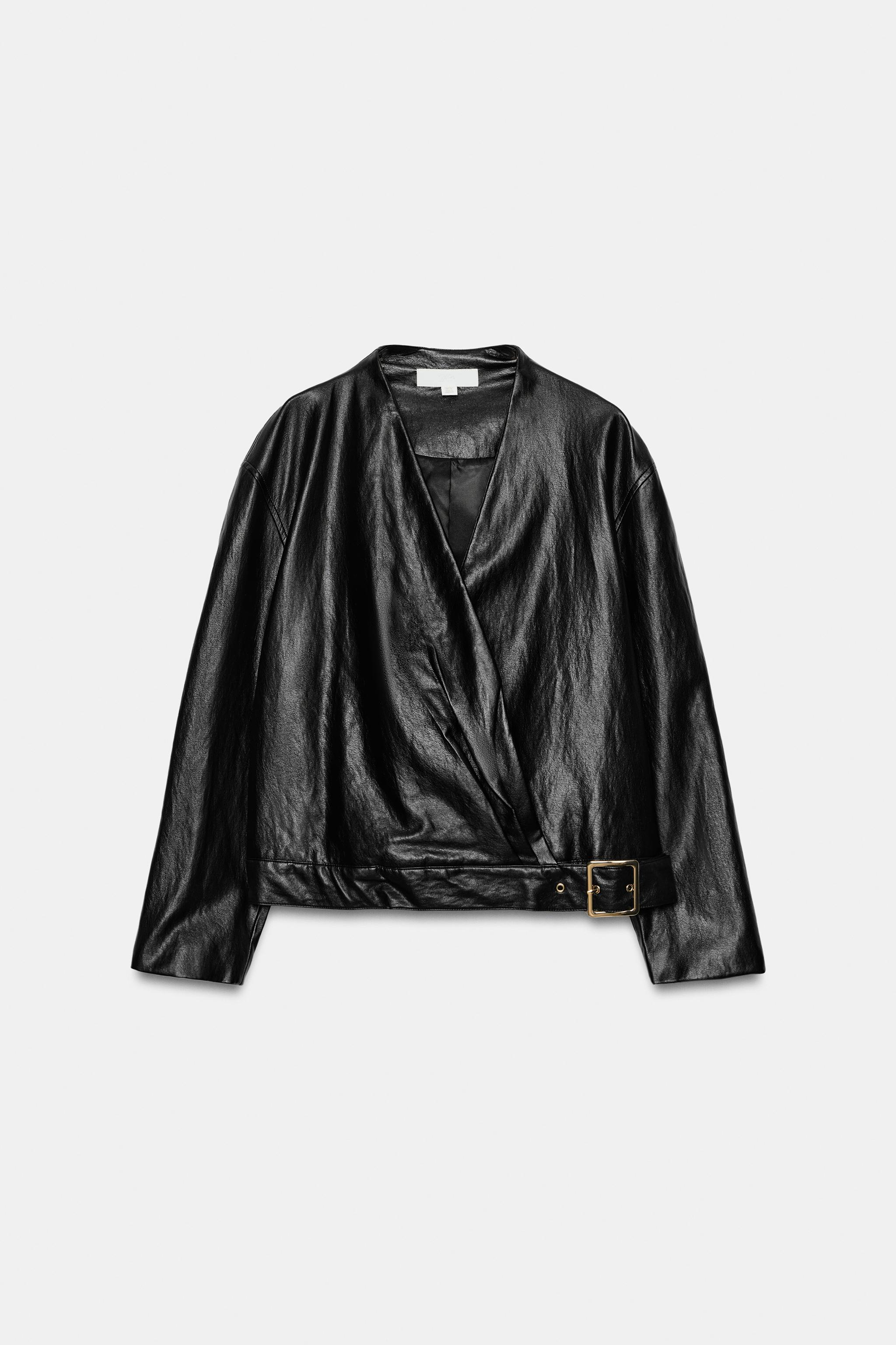 VESTE CROISÉE EN MATIÈRE SYNTHÉTIQUE