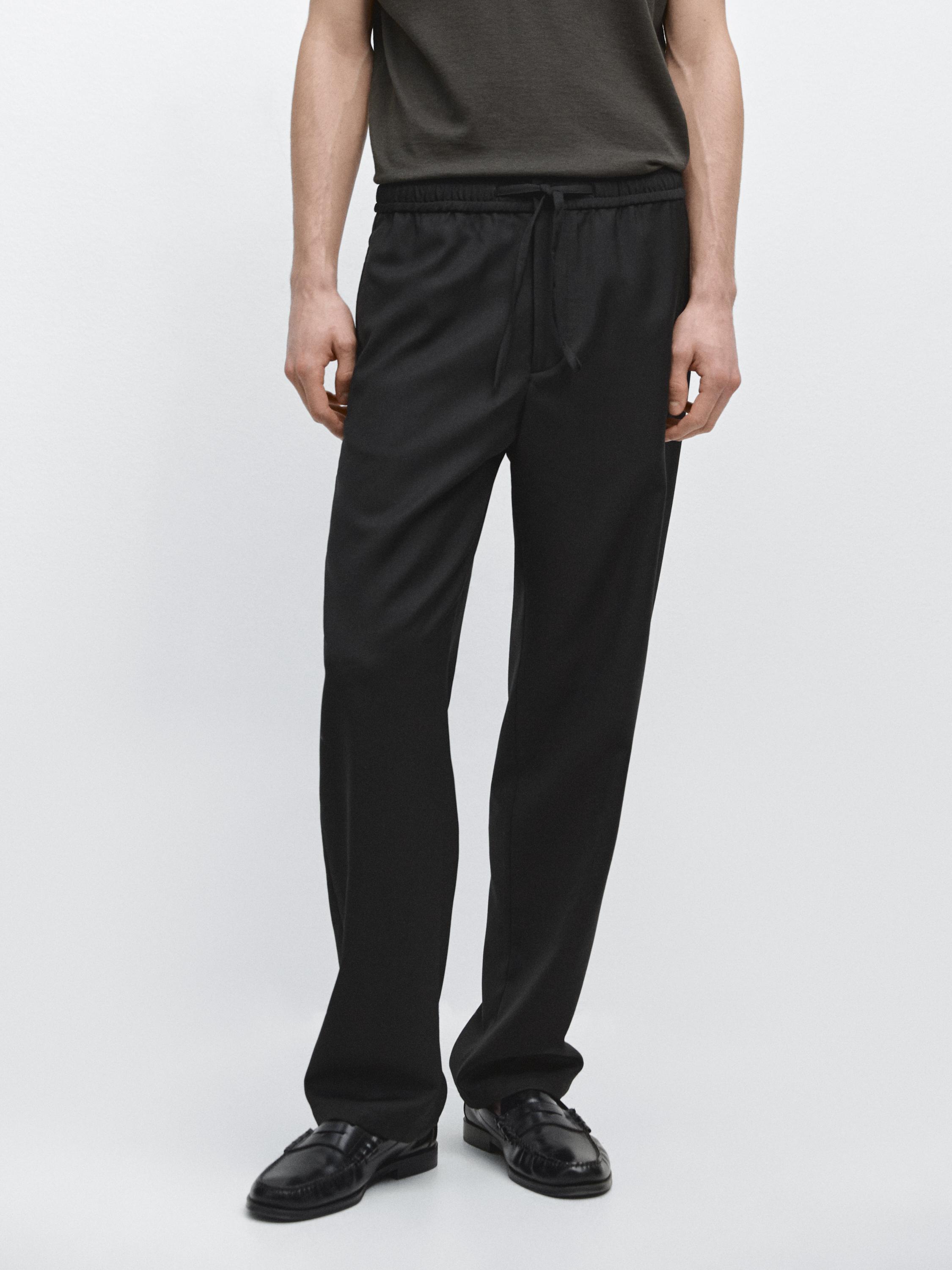 Relaxed fit wool trousers