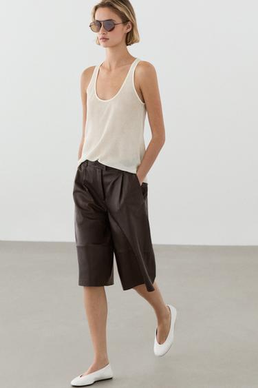 Top tirantes 100% lino - Blanco roto de Zara