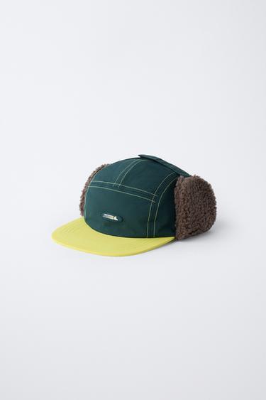 FAUX SHEARLING SKI COLLECTION CAP - Green by Zara - Image 1