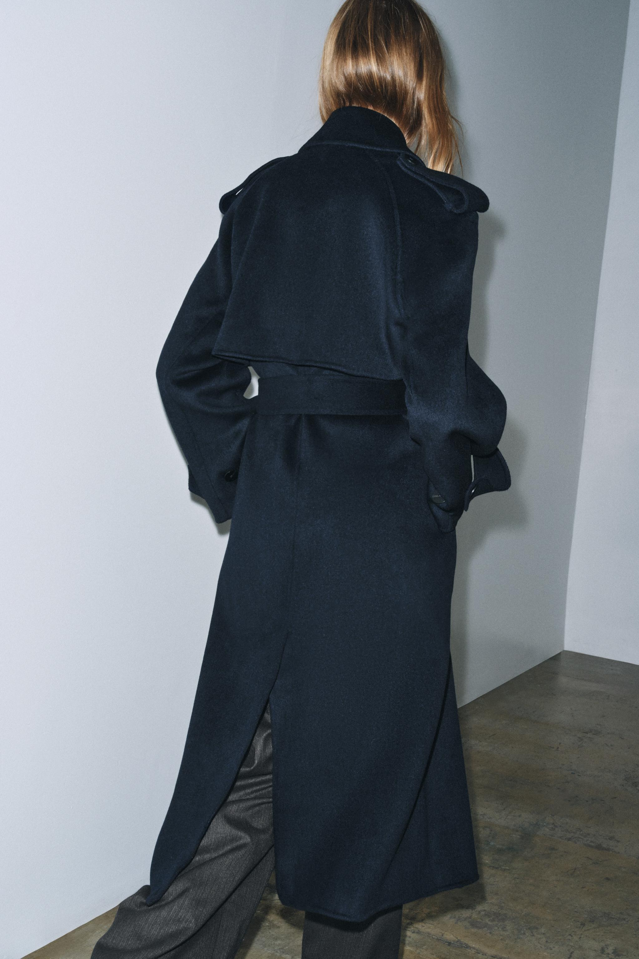 LONG WOOL BLEND COAT ZW COLLECTION LIMITED EDITION - Navy