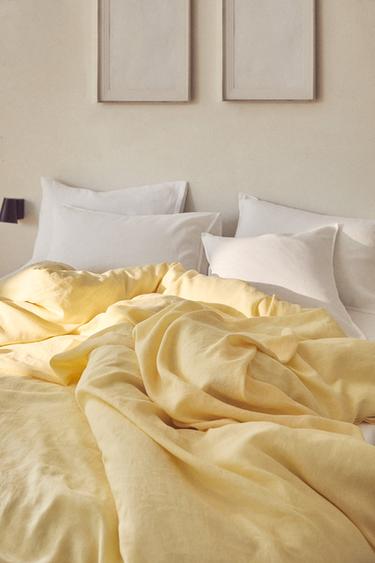 BETTBEZUG AUS LEINEN IM WASHED-LOOK (140 G/M²) - Gelb von Zara