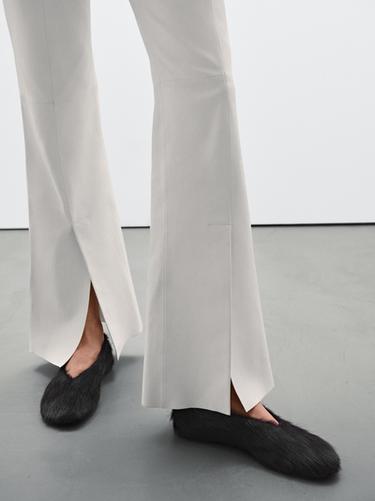 Zara Flared leather trousers with vents - Studio - White
