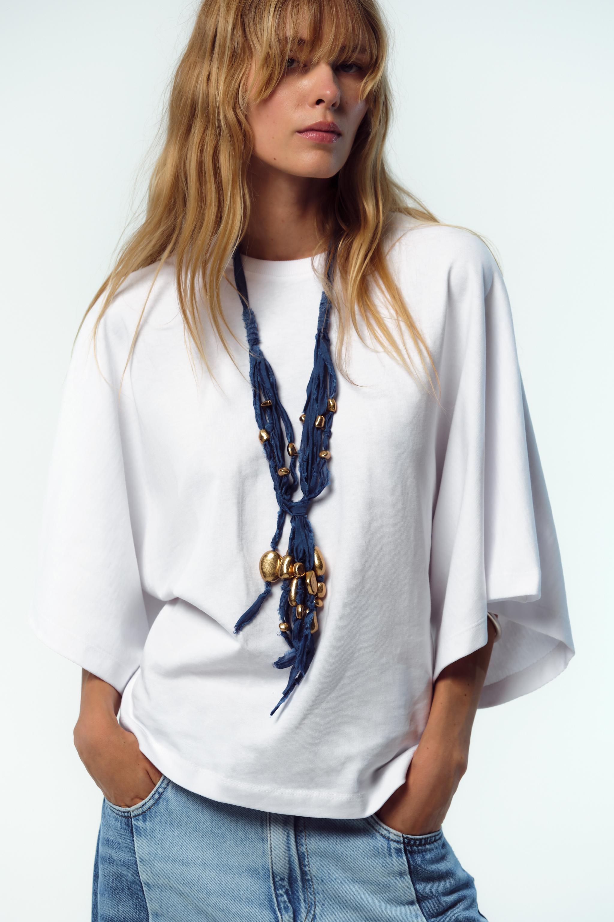【ZARA】ウォッシュドケープスリーブTシャツ 4424/154/250 ZARA】ウォッシュドケープスリーブTシャツ 4424/154/250 (ZARA/T