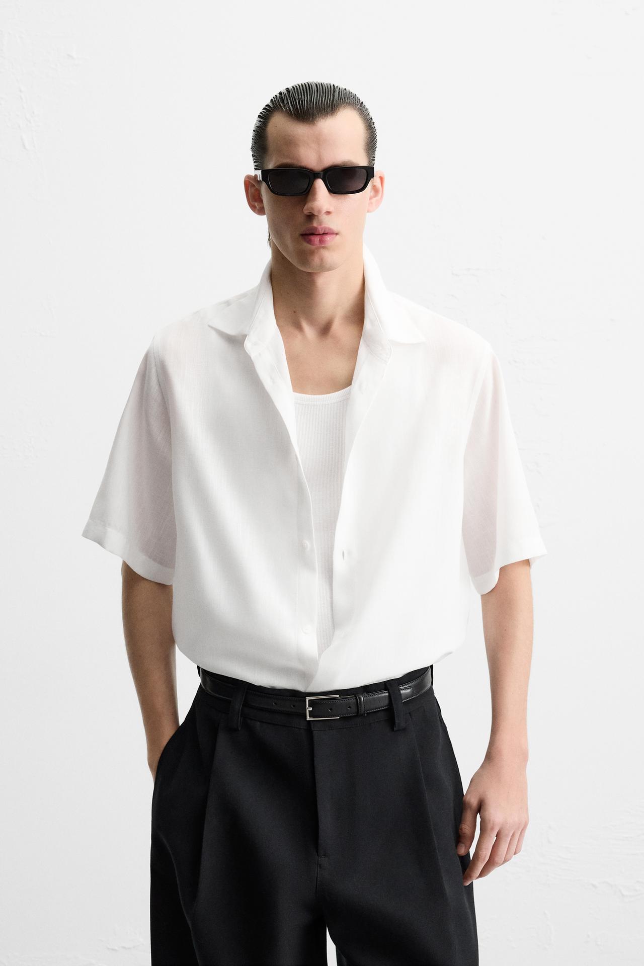 Zara ABSTRACT PRINT SHIRT - White