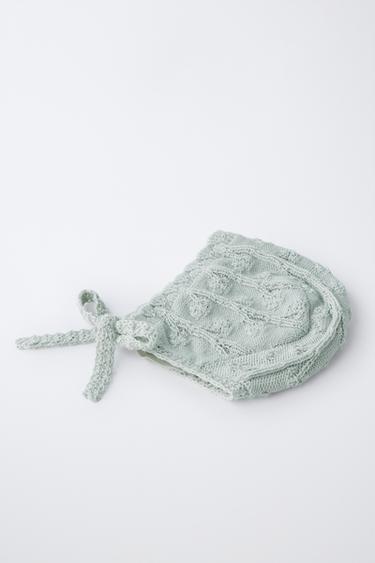 BONNET EN MAILLE AVEC LIN - Vert pastel de Zara - Image 1
